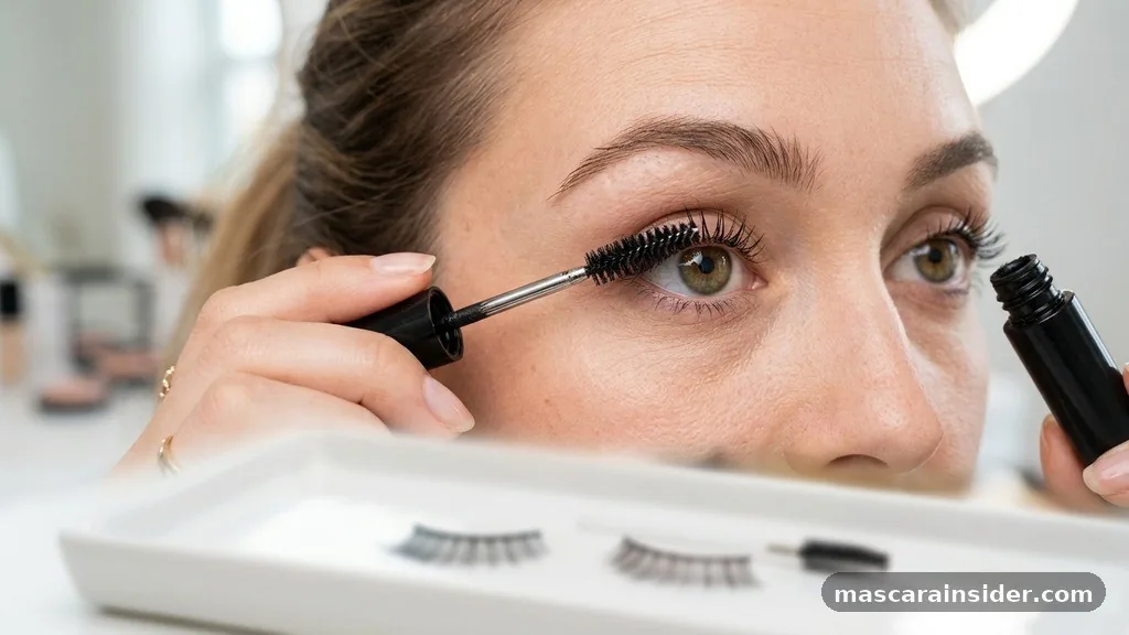 do you put mascara on before fake lashes
