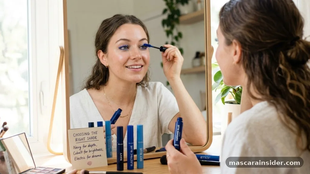 how to wear blue mascara