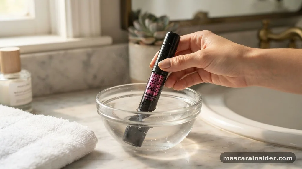 Using a Warm Water Bath - how to thin out mascara