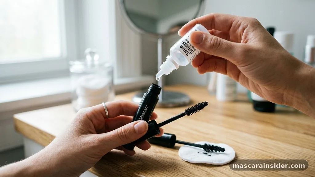 Using Saline Solution or Eye Drops - how to thin out mascara
